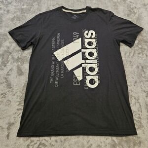 Adidas Mens The Go-To Performance Tee Climalite Graphic T-Shirt Black Medium